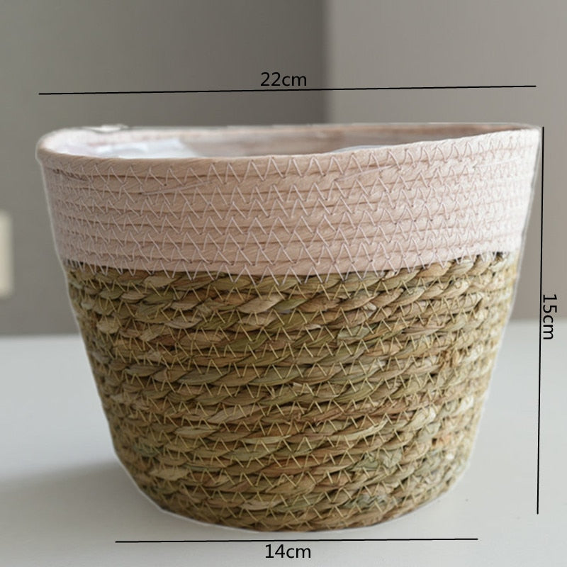 Straw Weaving Flower Plant Basket