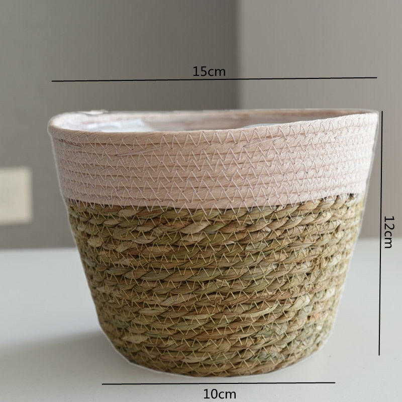Straw Weaving Flower Plant Basket