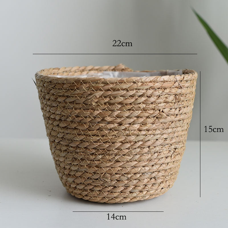 Straw Weaving Flower Plant Basket