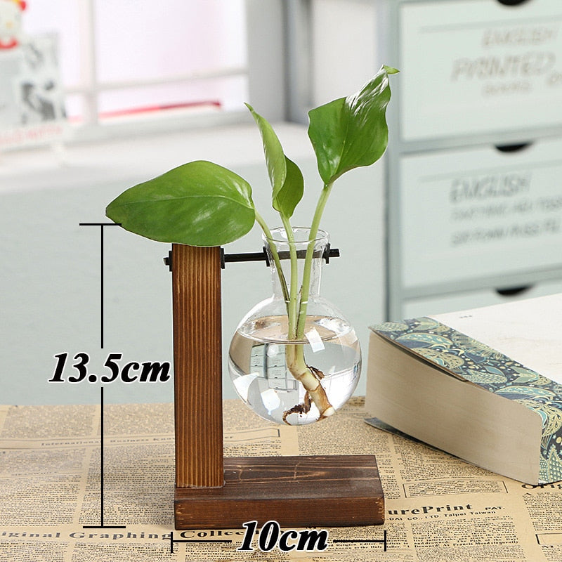 Wooden Frame Transparent Vase