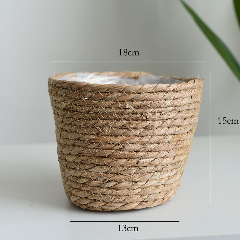 Straw Weaving Flower Plant Basket