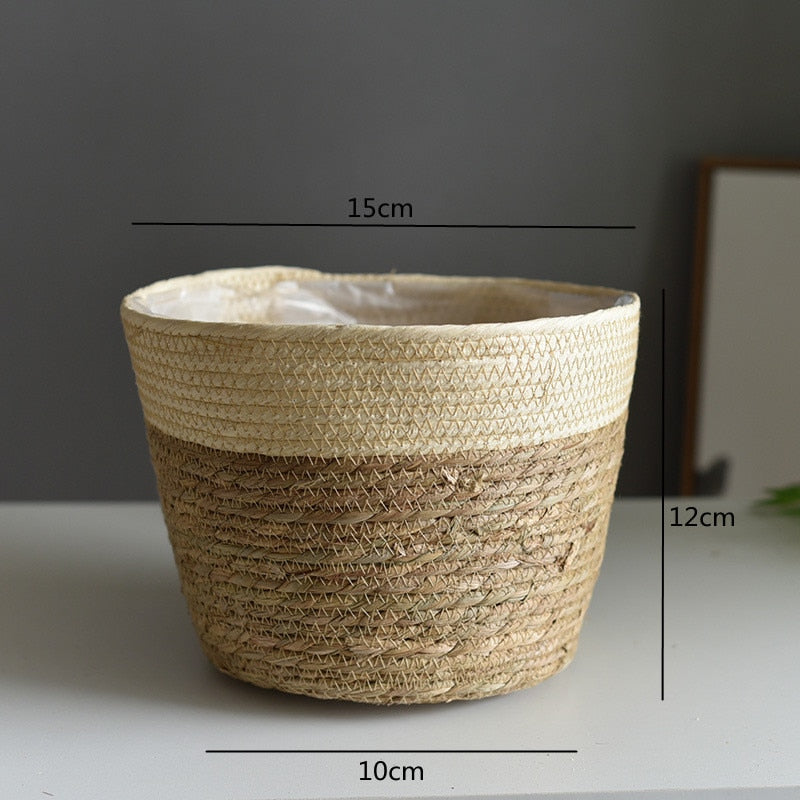Straw Weaving Flower Plant Basket