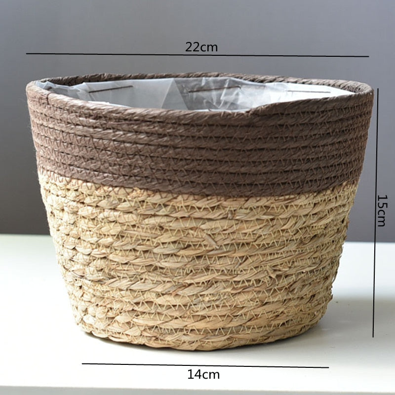 Straw Weaving Flower Plant Basket