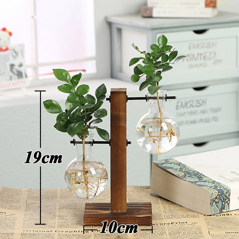 Wooden Frame Transparent Vase