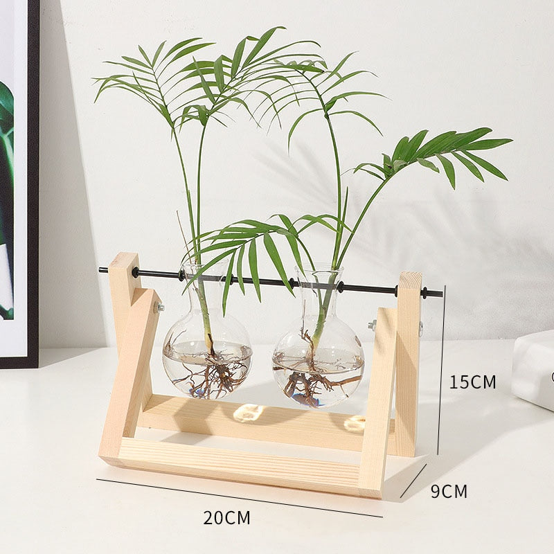 Wooden Frame Transparent Vase