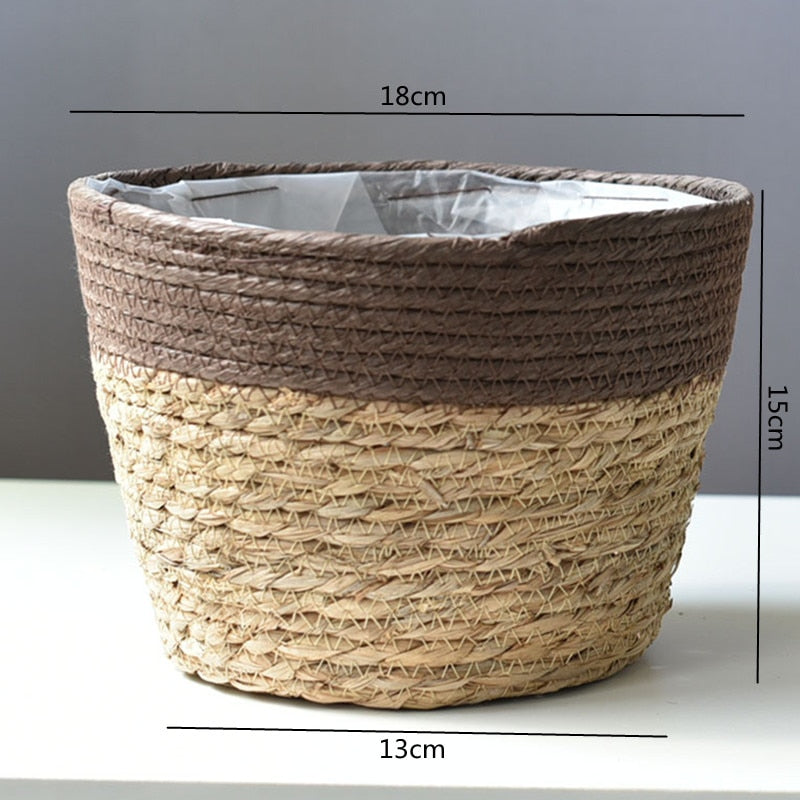 Straw Weaving Flower Plant Basket
