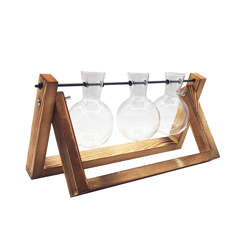 Wooden Frame Transparent Vase