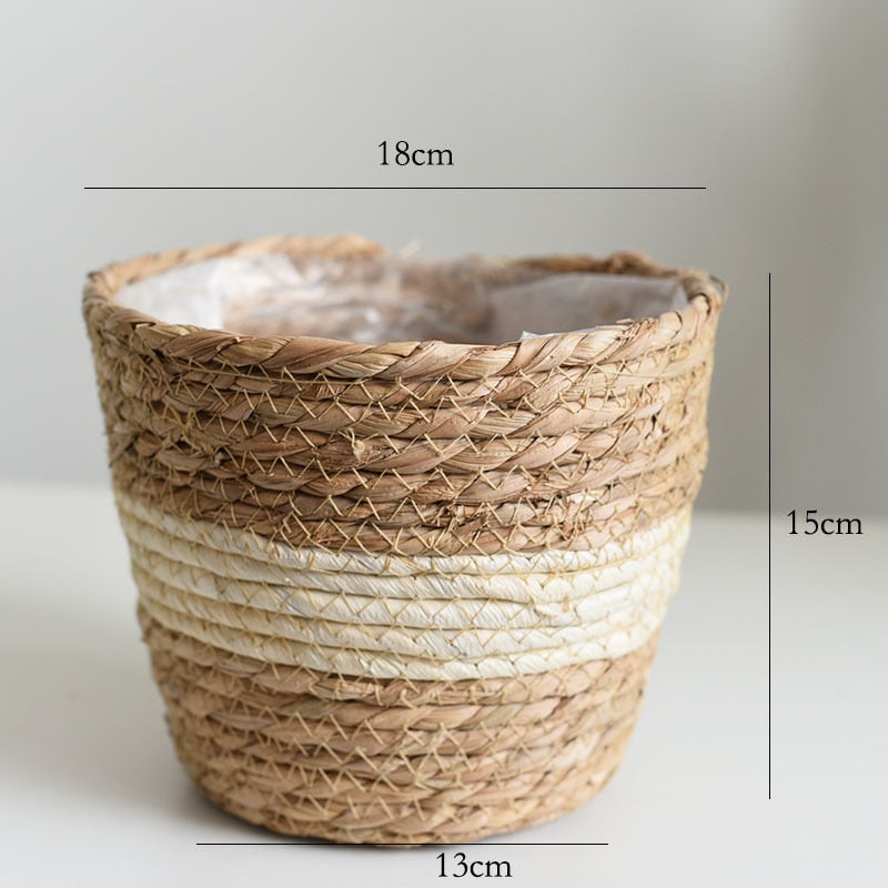 Straw Weaving Flower Plant Basket