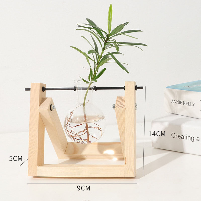Wooden Frame Transparent Vase