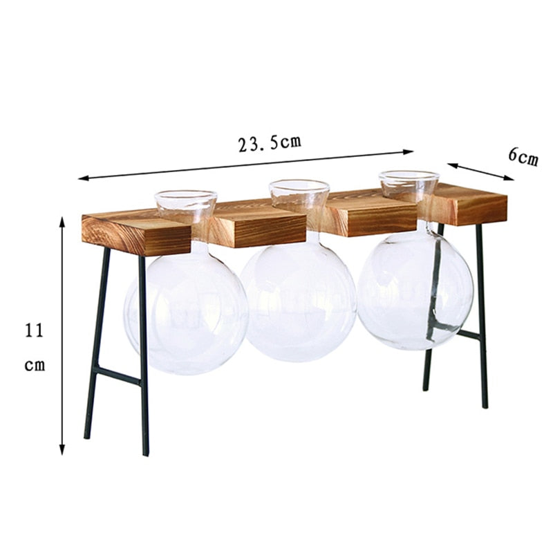 Wooden Frame Transparent Vase
