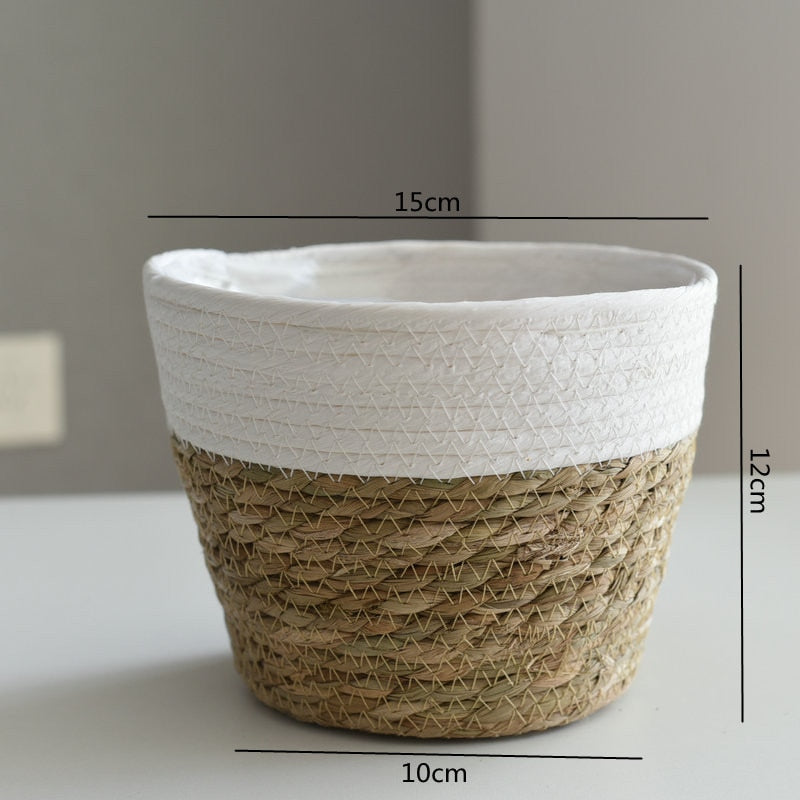 Straw Weaving Flower Plant Basket