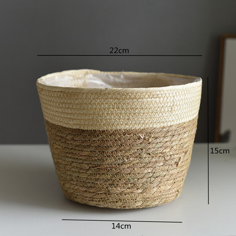 Straw Weaving Flower Plant Basket
