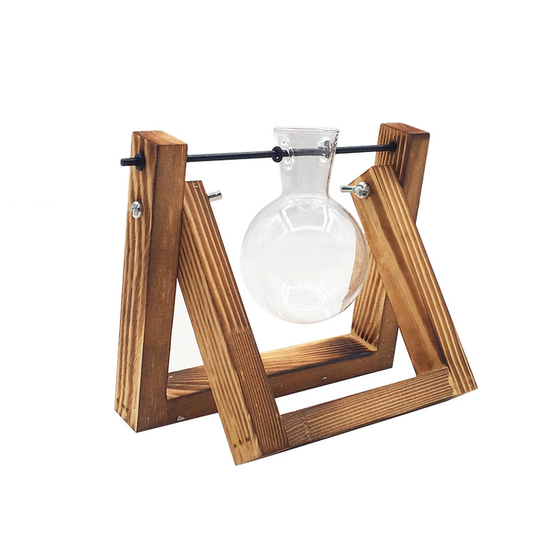 Wooden Frame Transparent Vase