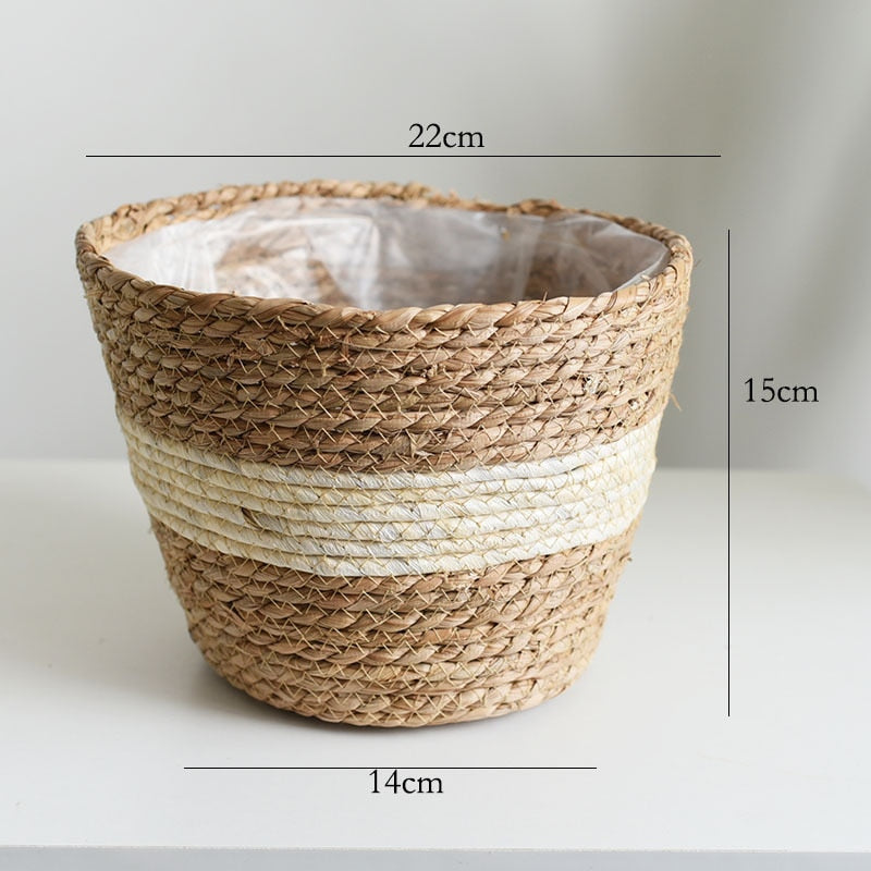 Straw Weaving Flower Plant Basket