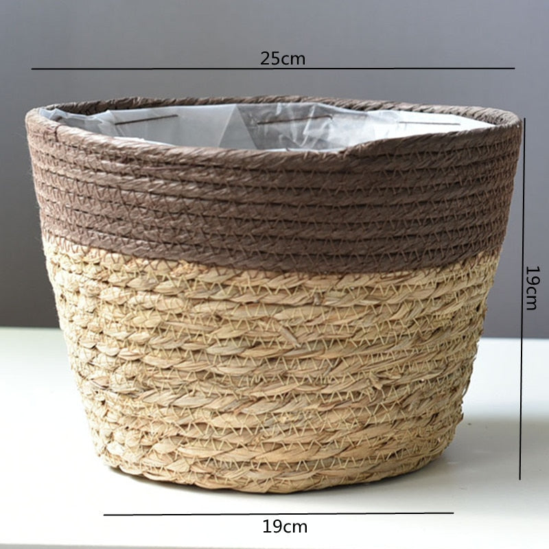 Straw Weaving Flower Plant Basket