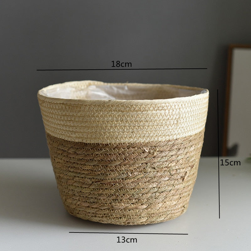 Straw Weaving Flower Plant Basket