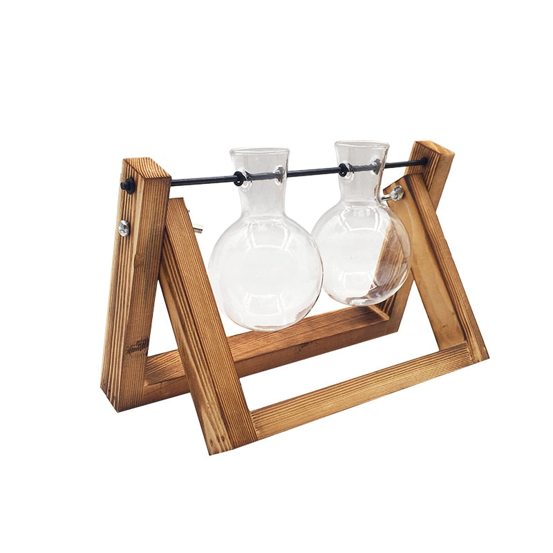 Wooden Frame Transparent Vase