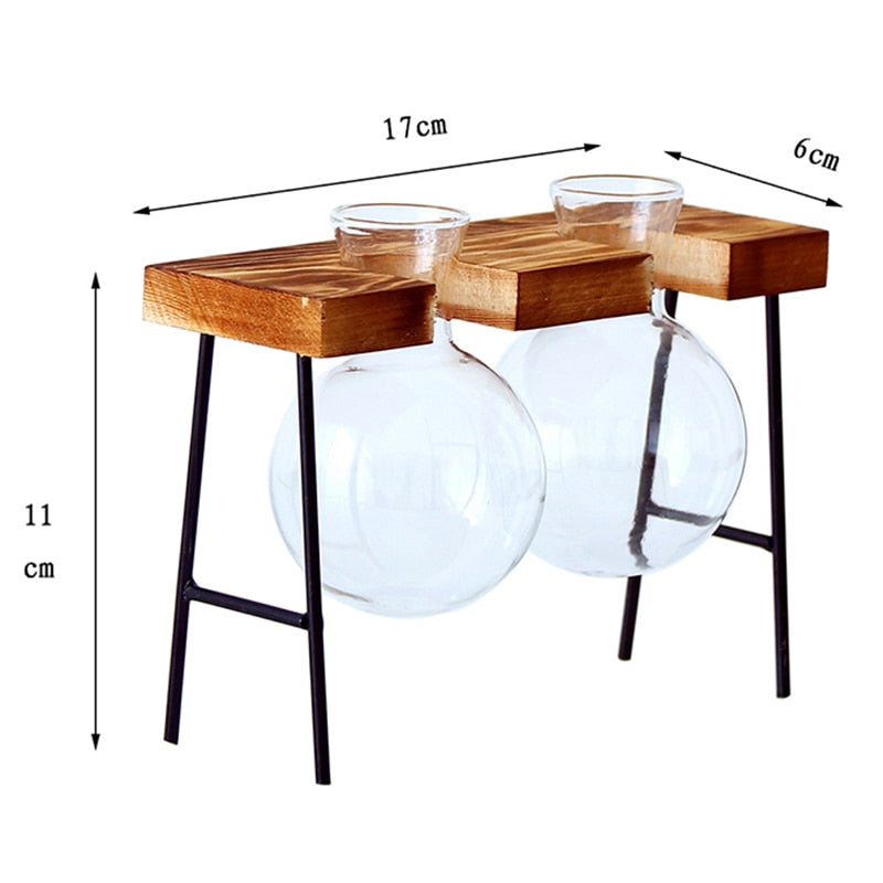 Wooden Frame Transparent Vase
