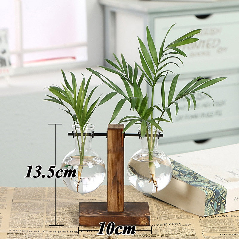 Wooden Frame Transparent Vase