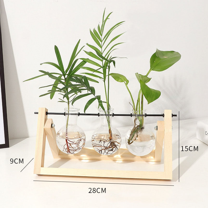 Wooden Frame Transparent Vase